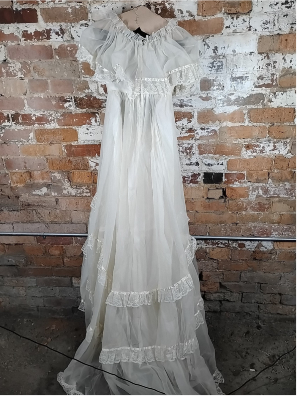 Vintage Budget Bridals Wedding Dress Silk Chiffon - Picture 2 of 4